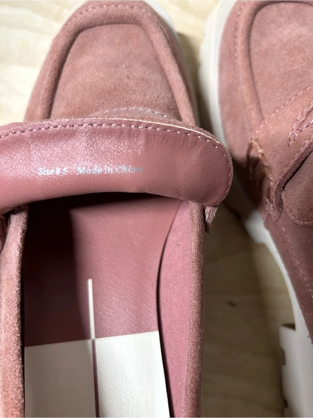 Dolce Vita Elias Suede Penny Loafers in Mauve with Lug Soles, New Without Box
